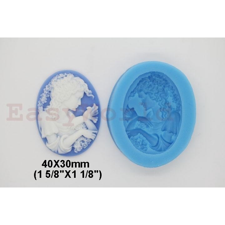 Cetakan Adonan Kue Desain Beautiful Girl Cameo Girl Bahan Silikon