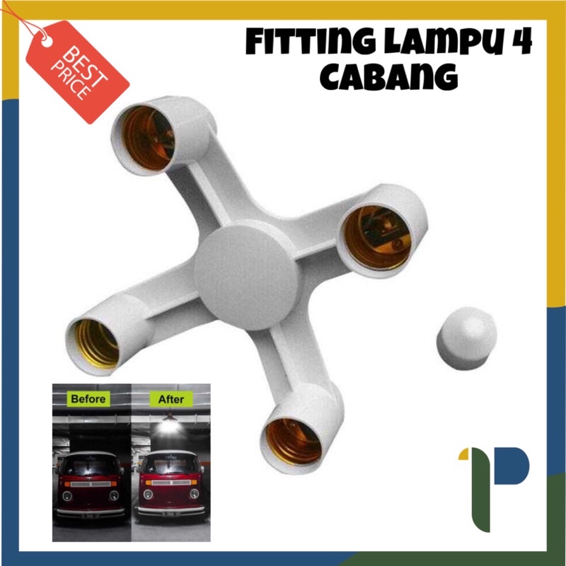 [PONG] Fitting Lampu Cabang 4 /Lampu Bohlam Studio