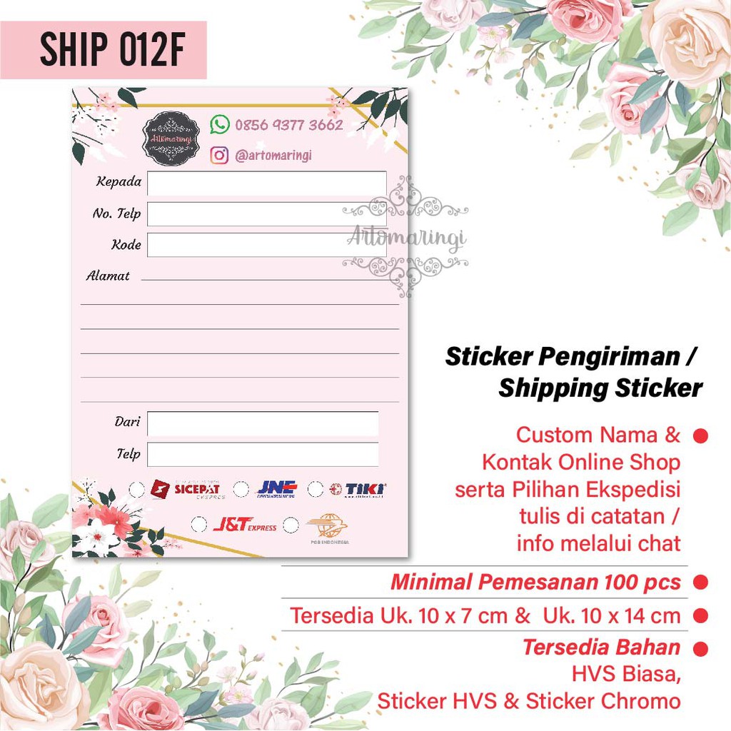 

Shipping Sticker Custom HVS Doff Sticker Pengiriman Chromo Shipping Label