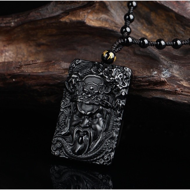 KALUNG WAJAH KWAN KONG BLACK OBSIDIAN K064