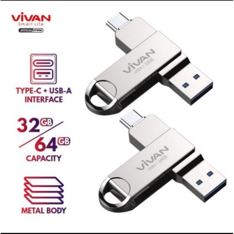 Vivan VOC232 / VOC264 Flashdisk Otg Type C - Flashdisk Vivan Otg Usb C VOC232 VOC264 2 in 1