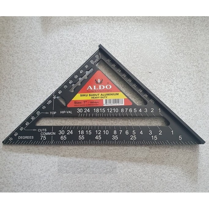 

Siku Sudut Aluminium / Penggaris Segitiga 7" ALDO