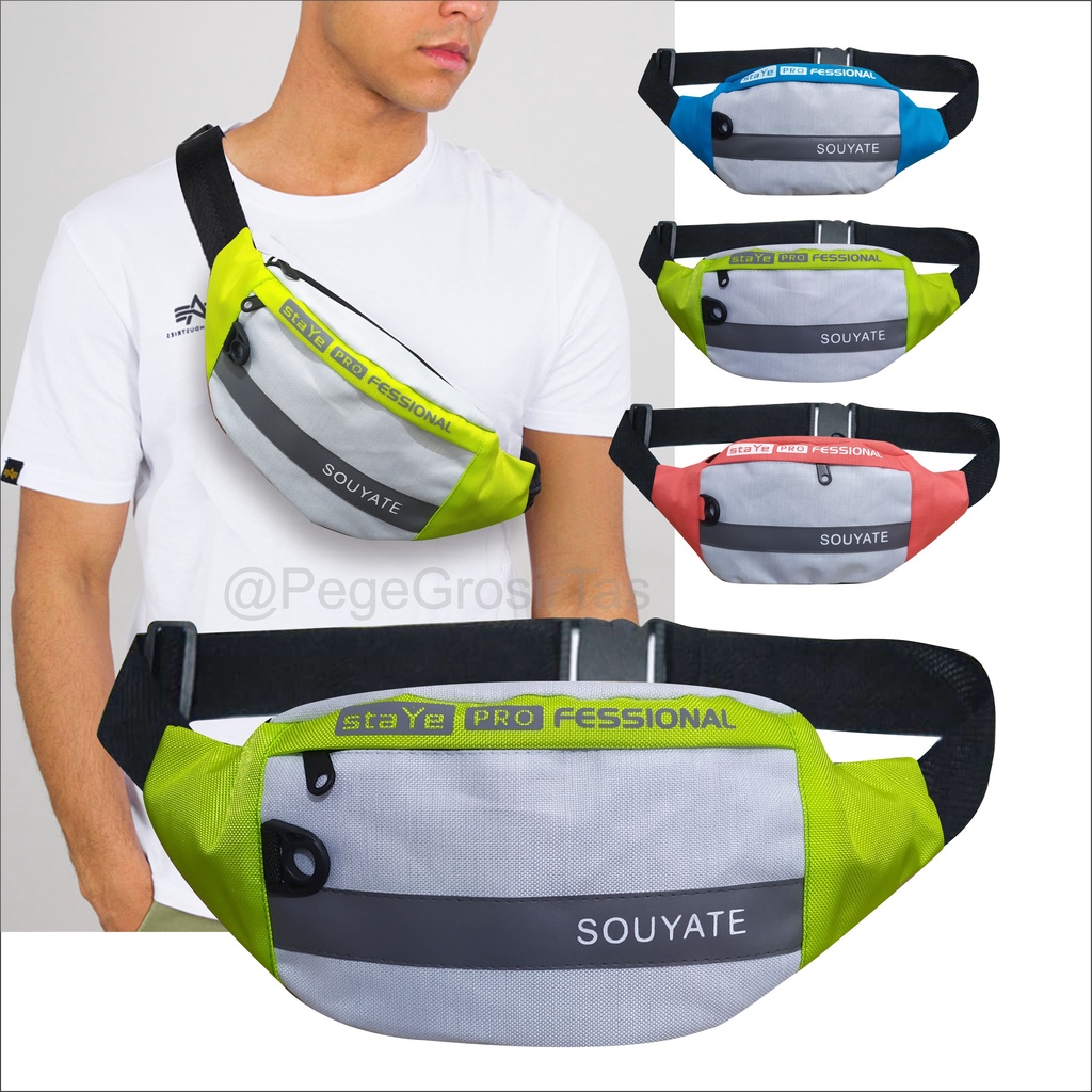 Pege 8834 - Tas Selempang Pria Waistbag Tas Pinggang Kombinasi Keren Model Kasual