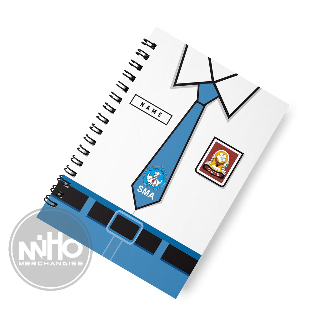 

Notebook Buku Custom SERAGAM SMA/ Kertas HVS / Hardcover / 60 lembar / Bergaris / Jilid Kawat Spiral