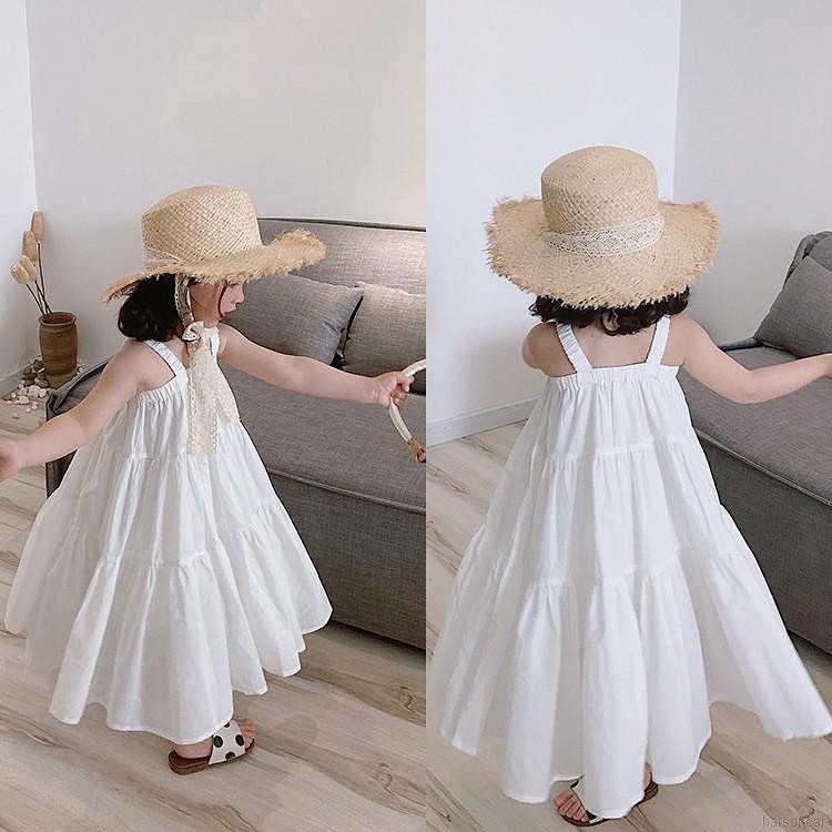 White Cotton Flare Dress Putih Anak Perempuan 1-10Years Dress Pantai anak BALI Kids RESORT WEAR kids