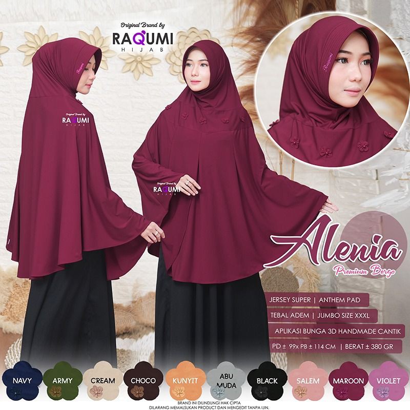 ALENIA ORIGINAL RAQUMI HIJAB | KHIMAR JERSEY RAQUMI | KHIMAR JUMBO XXXL | KHIMAR JUMBO RAQUMI