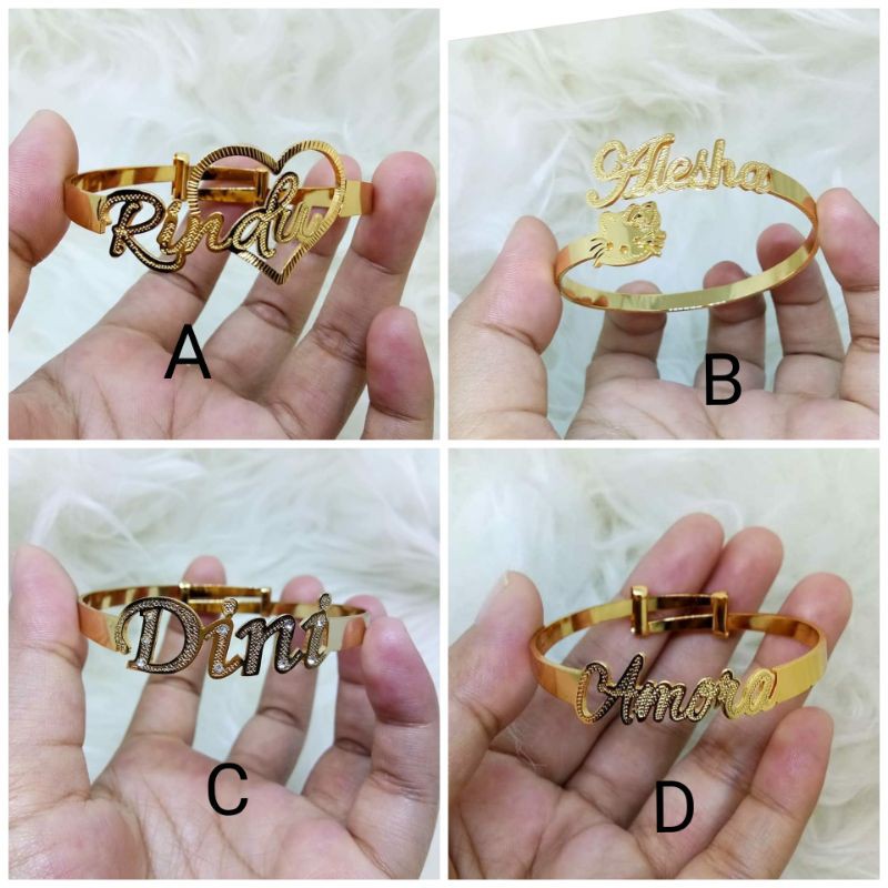 Gelang bayi / gelang nama / gelang anak ukir nama lapis emas/ gelang bangle / gelang unik /aksesoris