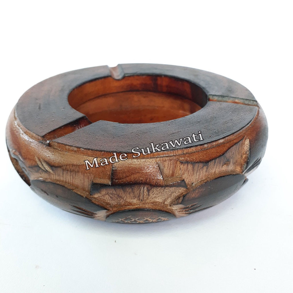 Asbak kayu ukir bali kerajinan tangan handmade