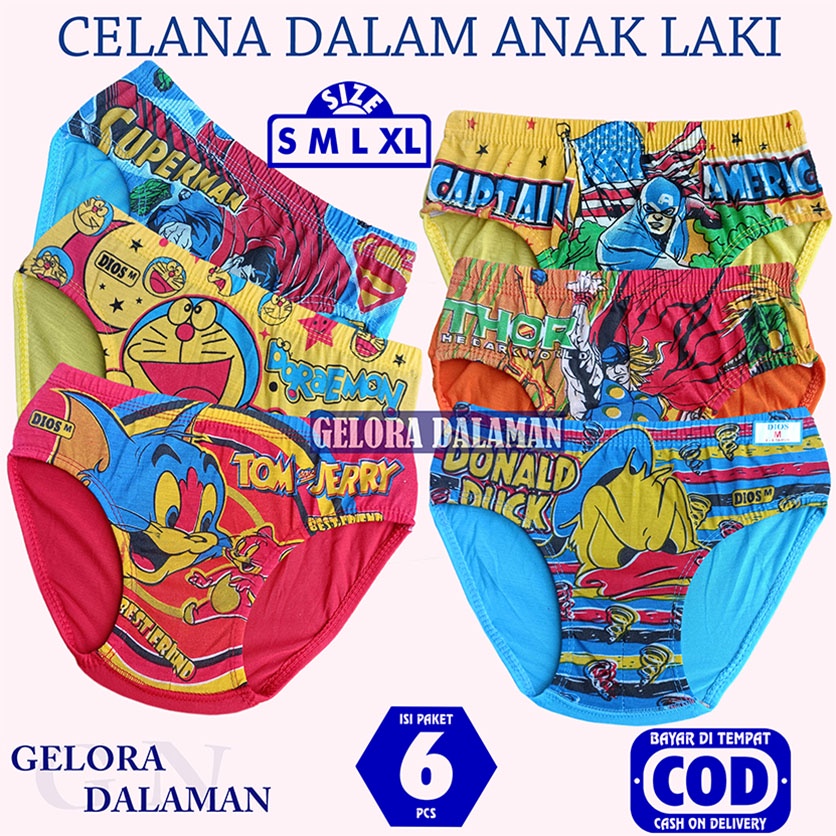 6 Pcs Sempak Anak Laki Celana Dalam Anak Cowok Gambar Kartun