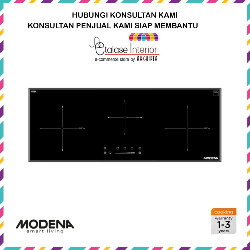 Modena - Kompor Listrik Induksi Tanam/ Build In 3 Tungku/ Zona Masak Magne BI 1935