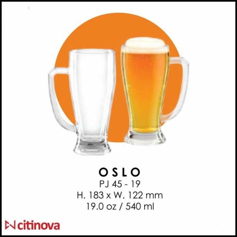 1pcs Gelas Oslo Gelas Mug Gelas Kaca Gelas Gagang Gelas Tinggi Souvenir Gelas