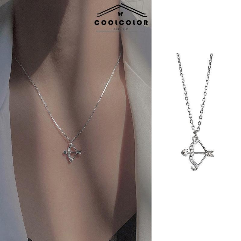 COD❤️Kalung Eros Cupid's Arrow Flash Berlian Klavikula Rantai Liontin Temperamen Cahaya Mewah Busur Panah Anti Karat Dan Anti Luntur Kalung 2022 Terbaru Hadiah Ulang