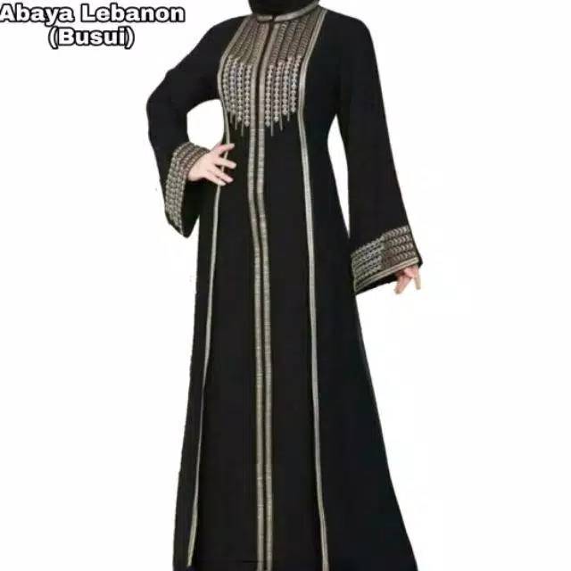 Abaya hitam lebanon bordir busui gamis hitam arab jubah hitam arab