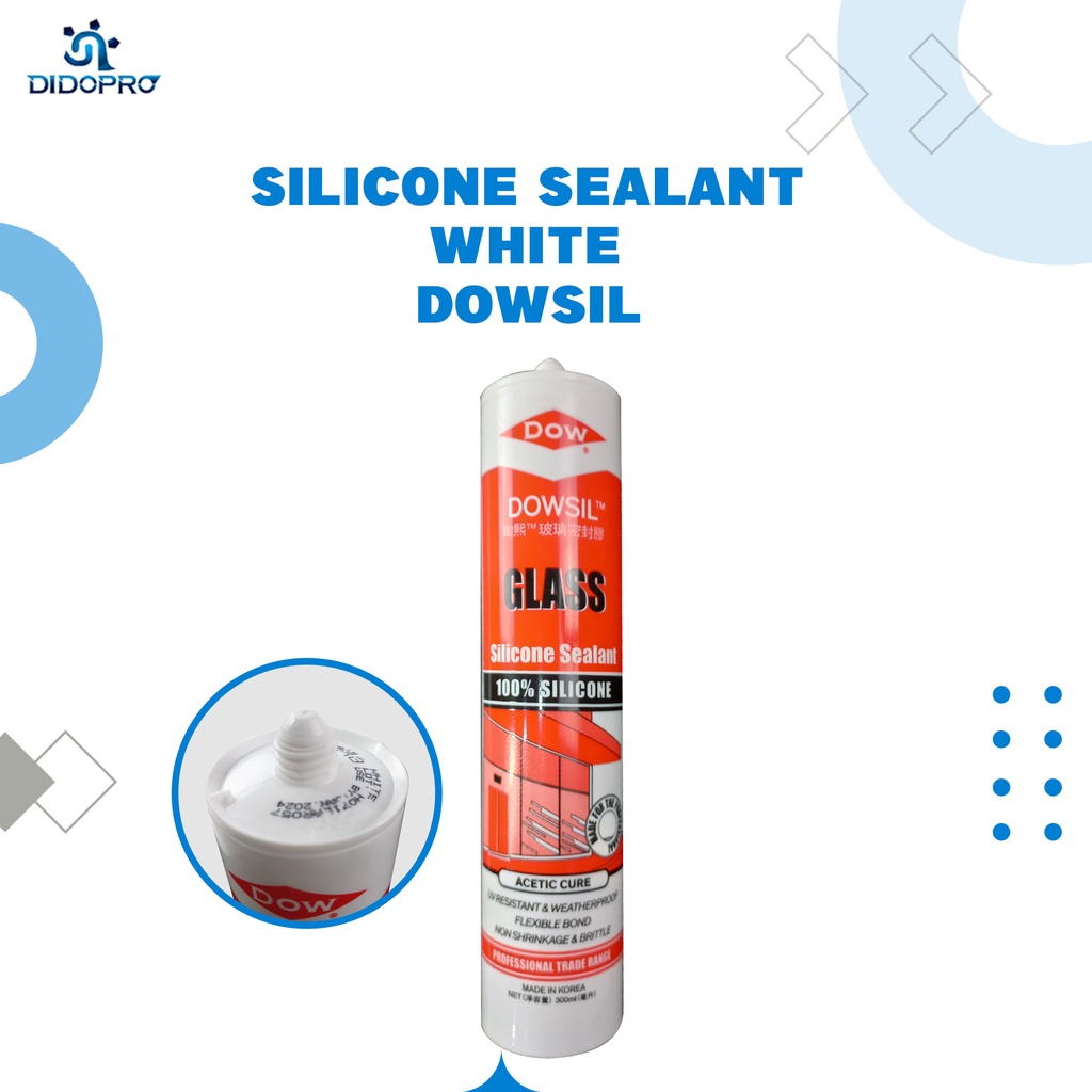 Dowsil Silicone Sealent / Silikon Dow Corning 300 ml Glass Kaca Asam Hitam Putih Clear