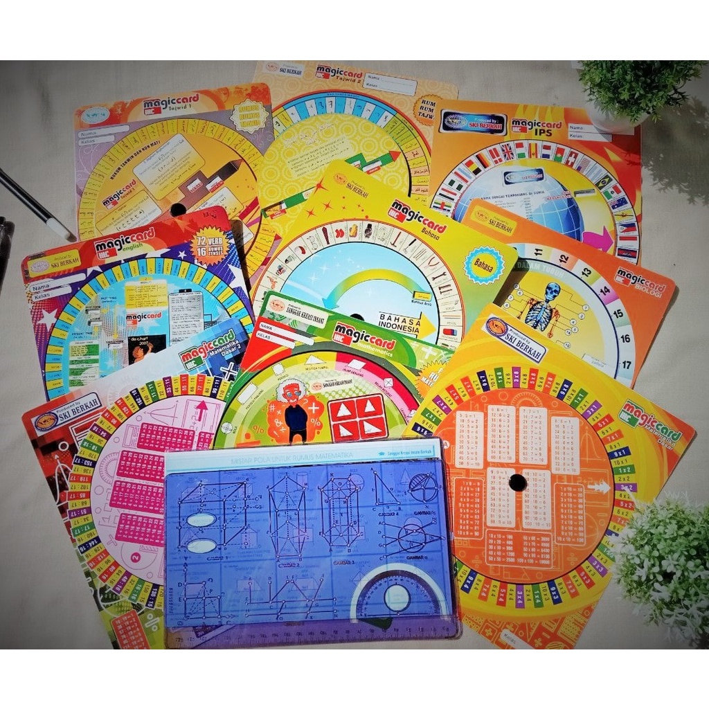 

magic card pelajaran SD/SMP 1 paket isi 8 pcs Magic card + FREE mistar geometri