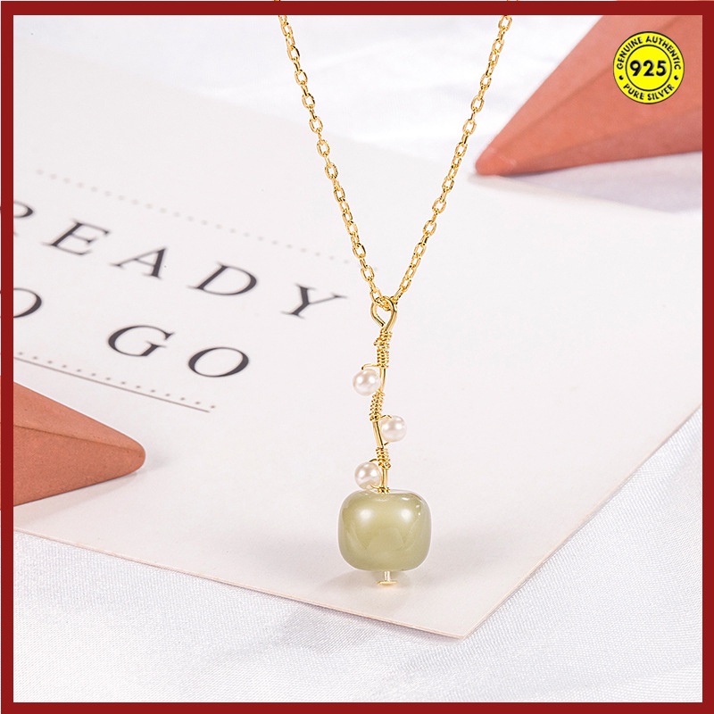 Kalung Mutiara Giok Emas 18K Tahan Air Anti Alergi Untuk Aksesoris