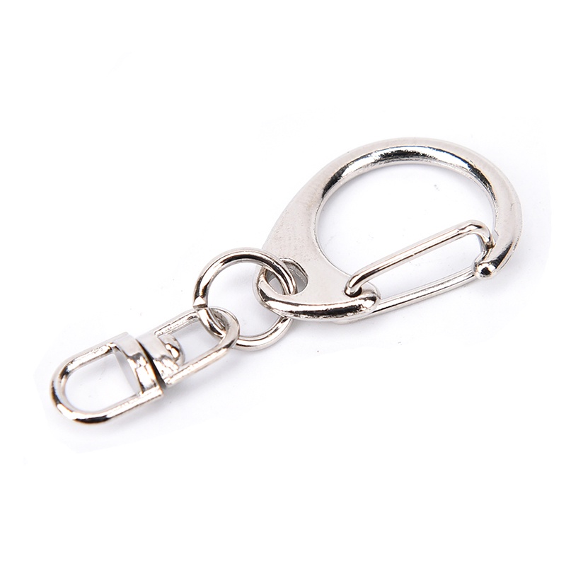 10pcs Gantungan Kunci Split Ring Pendek Warna Silver Polished