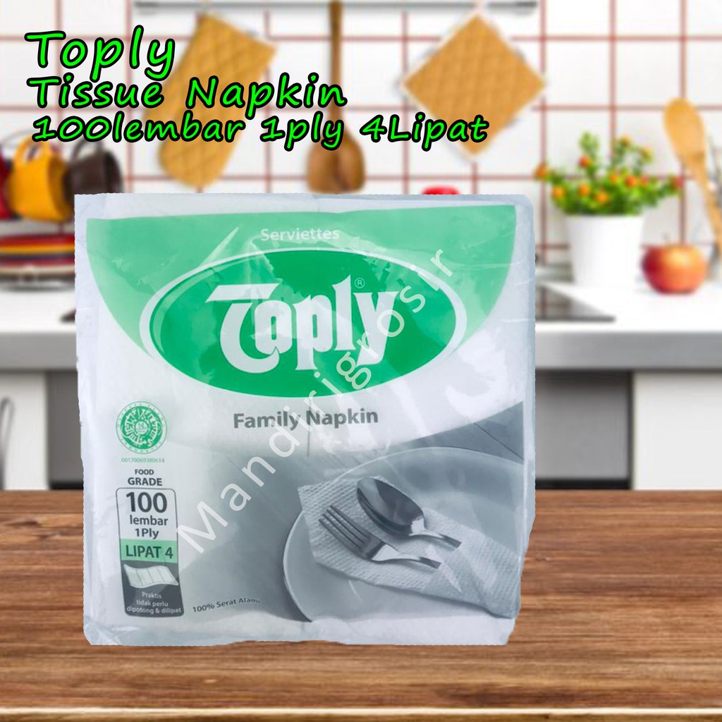 Tissue Napkin *Toply * Tissue Serbaguna * 100lembar 1ply 4Lipat