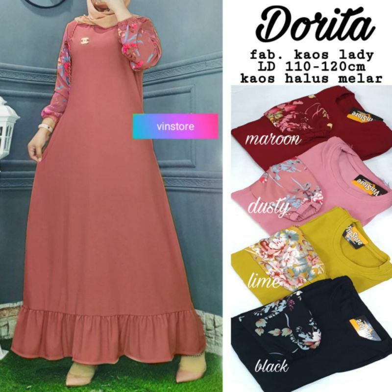 Baju Gamis Mewah Drees Stelan Pesta Lengan Panjang Import Wanita Remaja Dewasa Kekinian Pakaian Sete