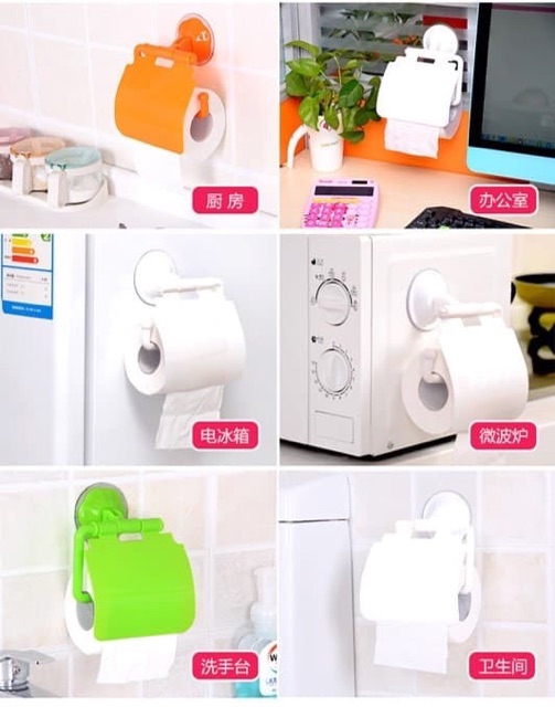 bahan plastik TEMPAT TISU TISSUE GULUNG tanpa paku TOILET ROLL HOLDER DAPUR GANTUNGAN TISUE