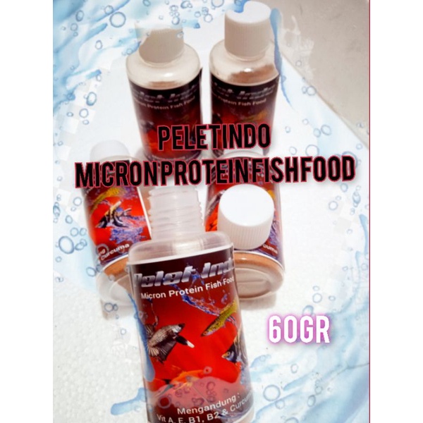 PELET PELLET IKAN KECIL / MAKANAN PAKAN IKAN KECIL GUPPY,CUPANG, NEON,MOLLY DLL PELETINDO Micron fish food berprotein dan vitamin (60gr)