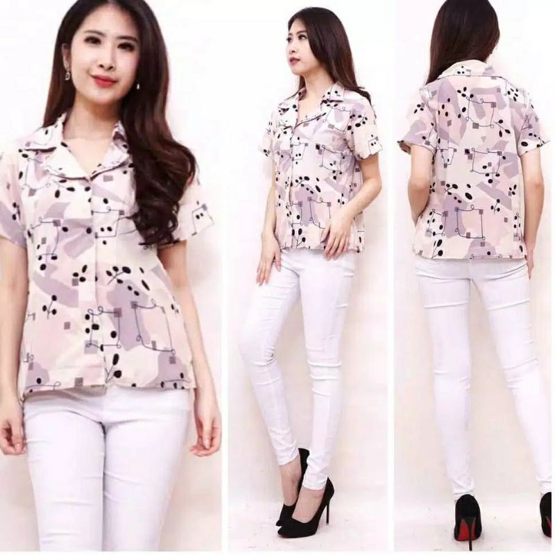 Fourfashion Kemeja Clarise Lengan Pendek / Blouse Clarise / Blouse Monalisa / Jasmin