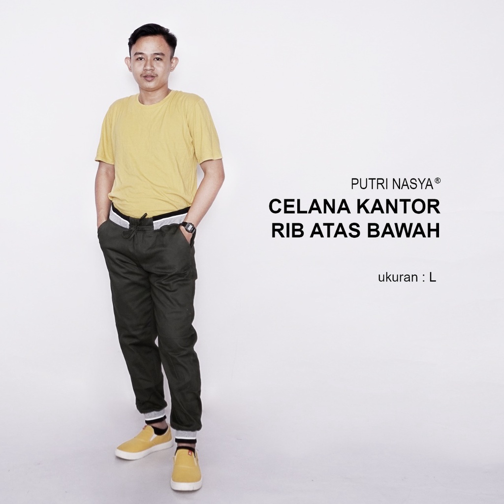 Celana Bahan Kantor Kerja Jumbo Pria / Celana Big Size Formal Kantoran Katun / Celana Chino Jumbo Seragam Moca Capucino Cream Hitam Abu Navy Army Dark Brown / Celana Model Terbaru S-M-L-XL-2L-3L Kekinian Trendy Kombinasi Big