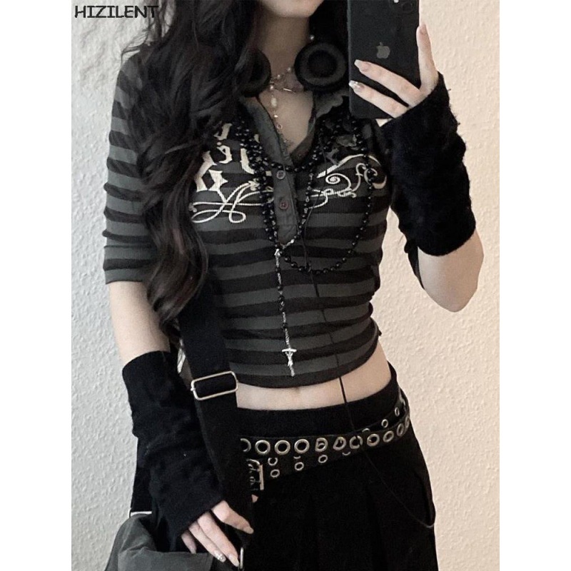 #Sisjuly# Eropa dan Amerika Top Wanita Pakaiany2k Fashion Merek Hot Gadis Memakai Top CetakTT-shirt Slim-Fit L