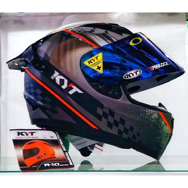 HELM KYT R10 SERI#4 BLAK DOF/RED SILVER PAKET GANTENG