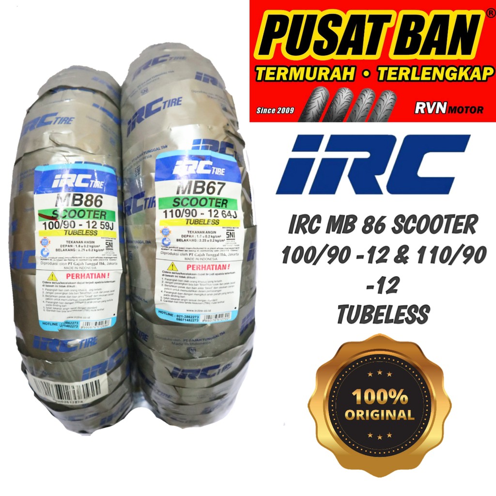 IRC 100/90-12 & 110/90-12 TUBELESS