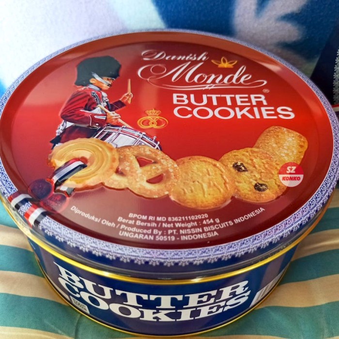 

Wafer-Biskuit- Monde Butter Cookies 454 Gr - Biskuit Kaleng Blue Shell 454G -Biskuit-Wafer.