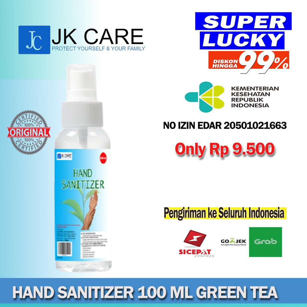 JKCARE PROMO (3PCS)  Hand Sanitizer / Antiseptic Spary Cair 100ml - Green Tea