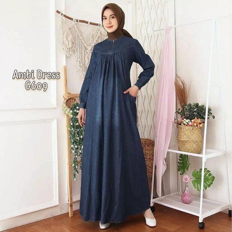 DRESS JEANS WANITA TERBARU BUSANA GAMIS JEANS WANITA MUSLIMAH TRENDY KEKINIAN