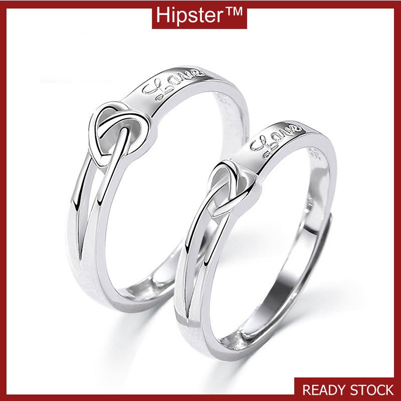 Hot Sale Personalized 925 Silver Heart-Shaped Adjustable Couple Ring