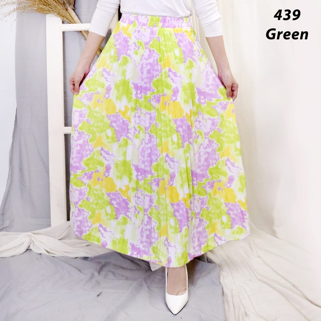 ROK PLISKET PRINTING 439 LUVALINE ROK PLISKET PANJANG PLEATED SKIRT FLARE SKIRT MAYUNG FLOWY REMPEL