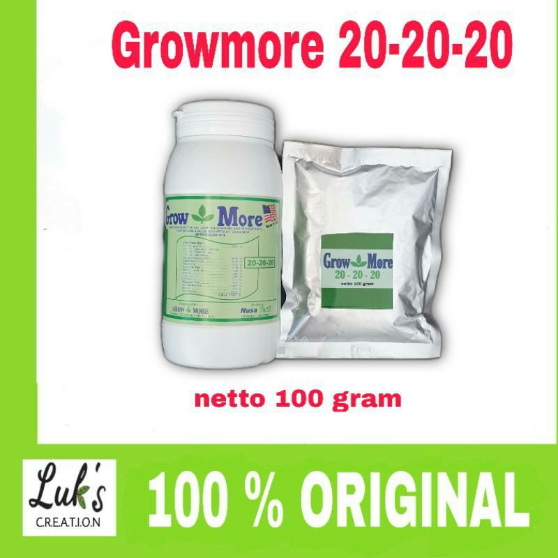 Growmore 20 20 20 botol 454 gr Pupuk Seimbang growmore 20-20-20 Pupuk Anggrek 100 gram