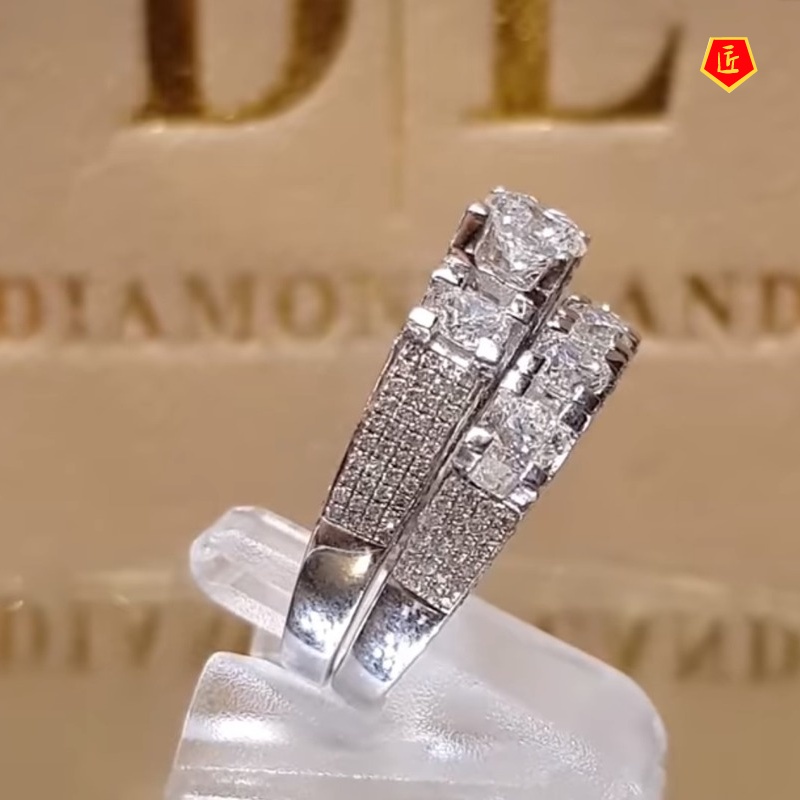 [Ready Stock]Luxury Creative Full Diamond Ring Set