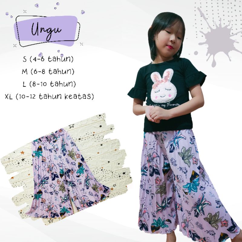 Celana Plisket PANJANG Anak 1-12 tahun - Pleated Long Pants - KULOT BUNGA KEMBANG