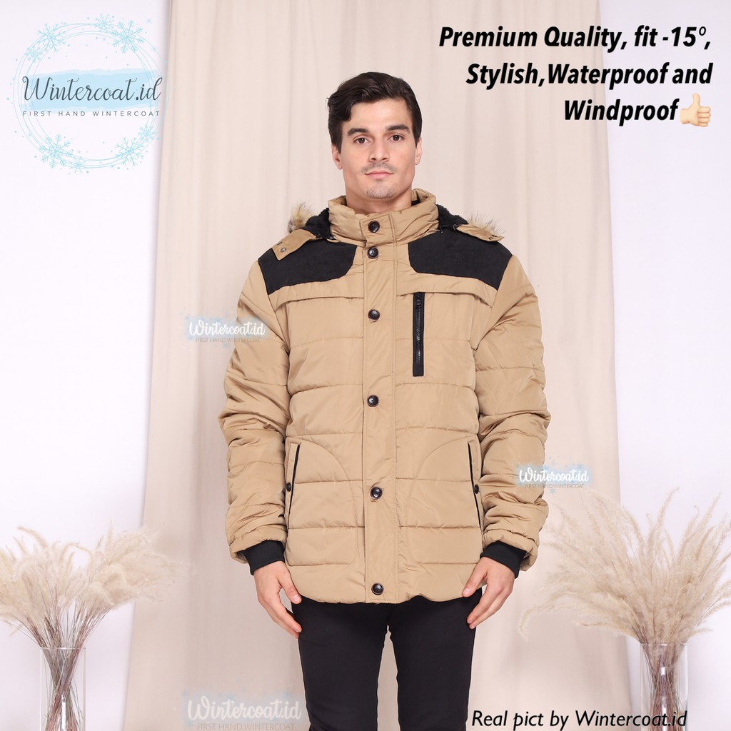 LOGAN Jaket Musim Dingin Mantel cowok pria men winter coat jumbo coklat brown