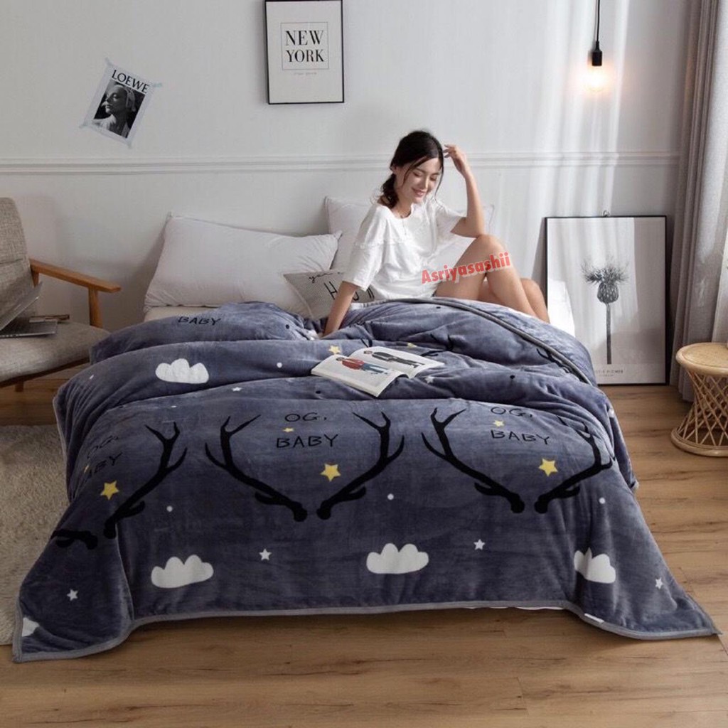 Selimut Dewasa Bulu Super Tebal Ukuran King 180x200 Motif Terlaris LIst Berkualitas Tinggi