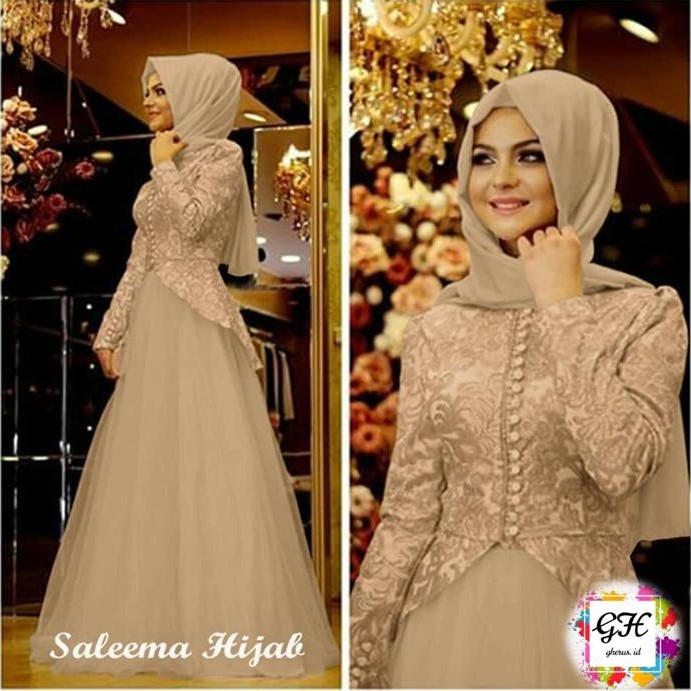 Gamis Brukat Dewasa Remaja Kekinian Terbaru 2022 Boutiq Mewah Maxi Lotelli Salema Lebaran Modis Ld98