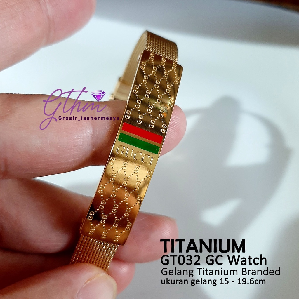 gelang titanium wanita gc peneng mirip jam  tangan keren mewah premium stainless steel 316L gt032