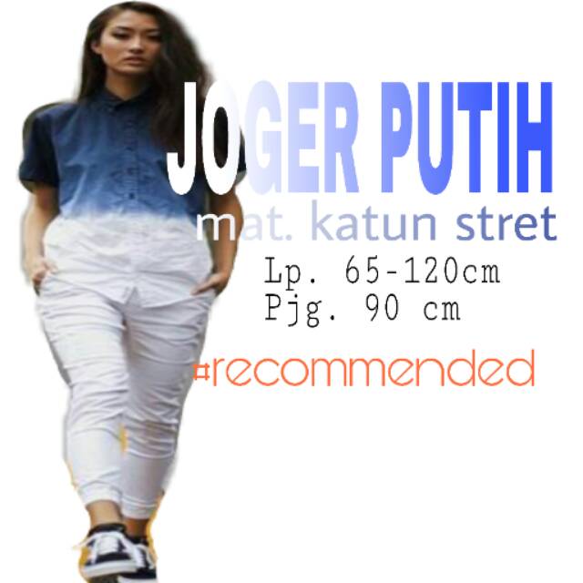 BIG SIZE JOGER PUTIH /JOGER PANTS JUMBO /JOGER CEWEK / CELANA WANITA