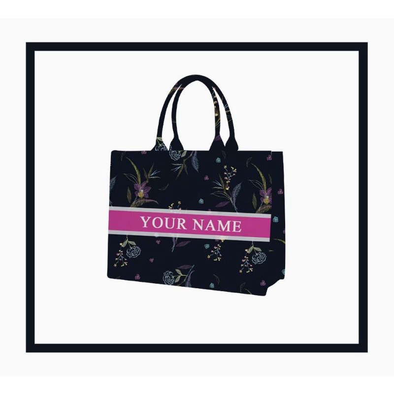 Tas Custom Print Motif Bunga Kecil Dark Navy