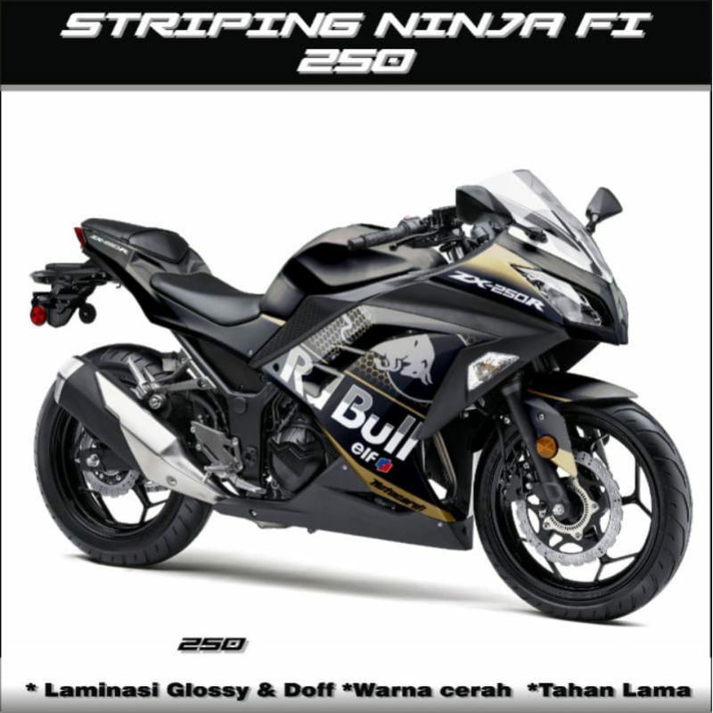 Decal Striping Stiker Ninja Fi 250 / Sticker Motor Variasi Ninja 250 Fi Motif Red Bull