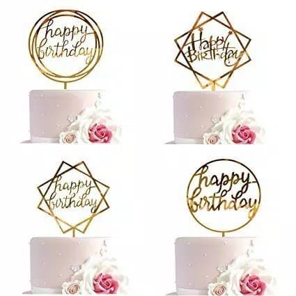 cake topper tusuk akrilik arkrilik tulisan happy birthday tart hiasan kue ulangtahun