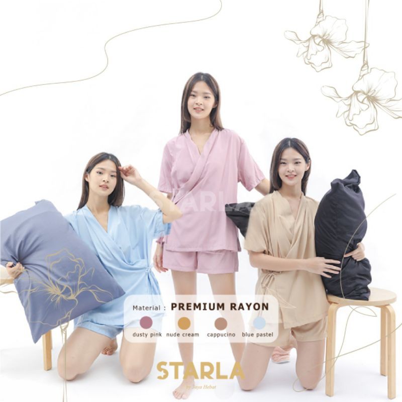 PIYAMA DEWASA BAJU TIDUR WANITA LENGAN PENDEK PAJAMAS MURAH AURORA STARLA