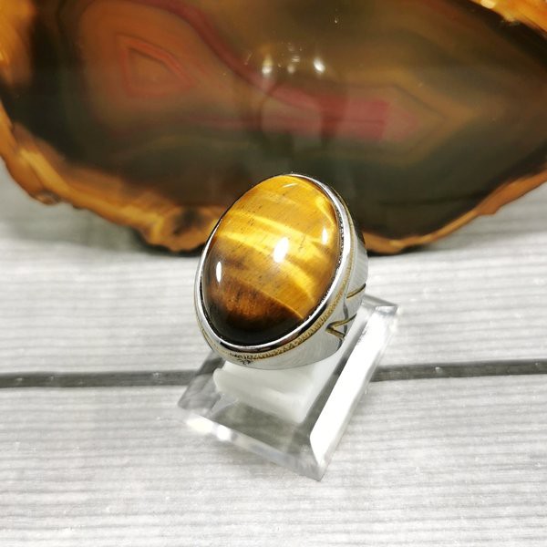 Cincin Titanium Pria Tiger Eye aka Biduri Sepah