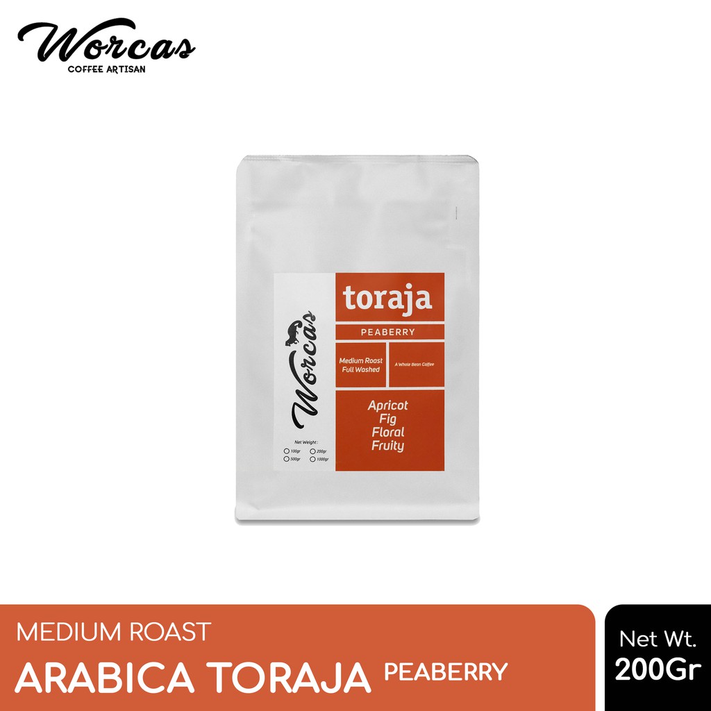 

WORCAS Kopi Arabika Toraja Peaberry 200 Gram - Medium Roast
