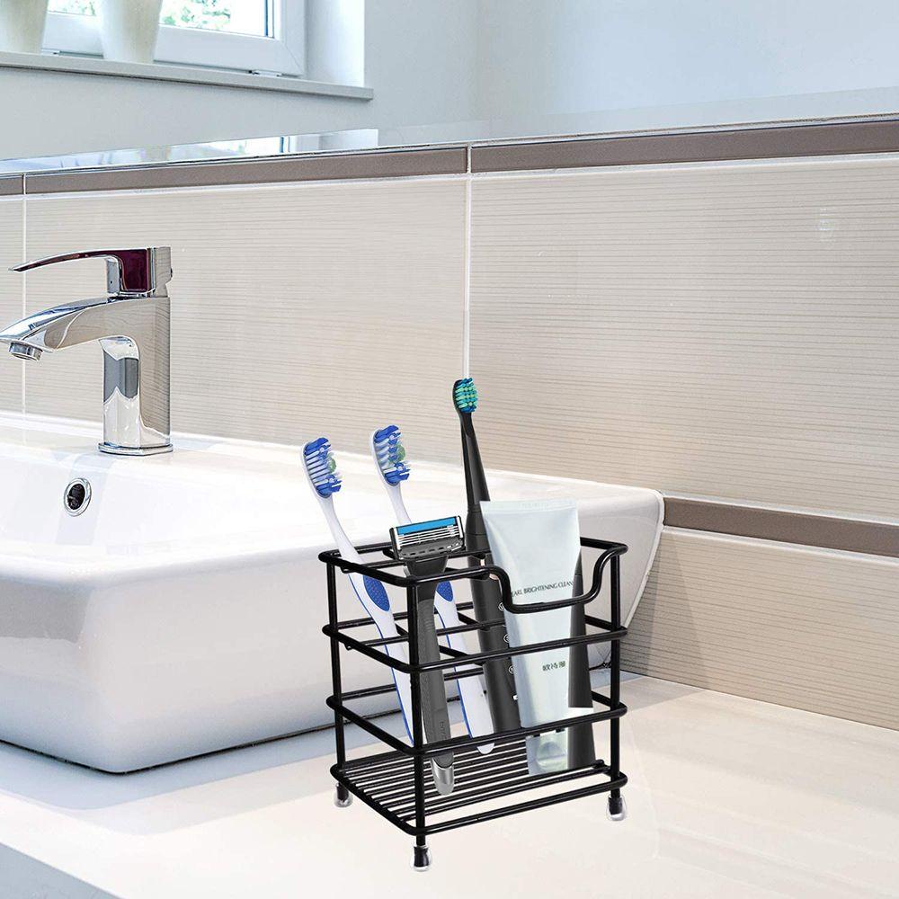Suyo Tempat Sikat Gigi Multi Fungsi Tahan Karat Hemat Ruang Stainless Steel Dapur Organizer Stand